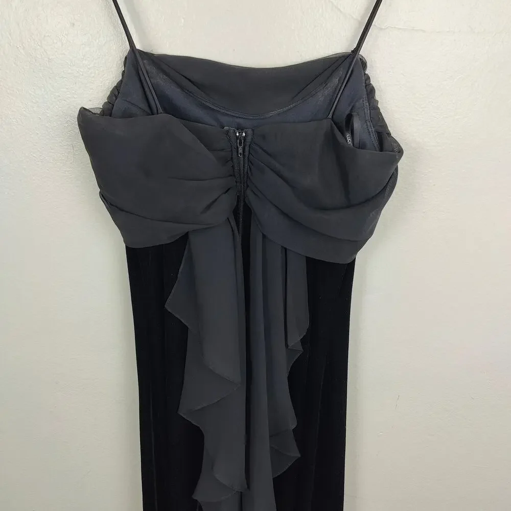 Vintage Y2K Betsey & Adam Gown Womens 8 Black Velvet Mesh Tie Back Cami‎ Straps - Picture 6 of 10